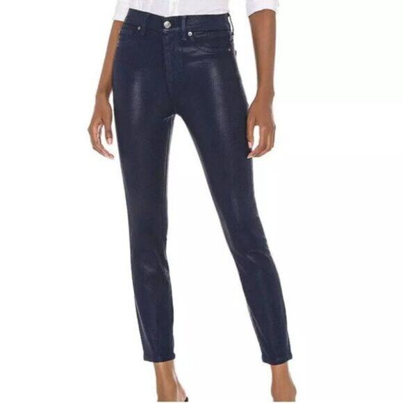NWT 7 For All Mankind Purple Shimmer High Waist Ankle Skinny Jeans Size 28 - Picture 1 of 12